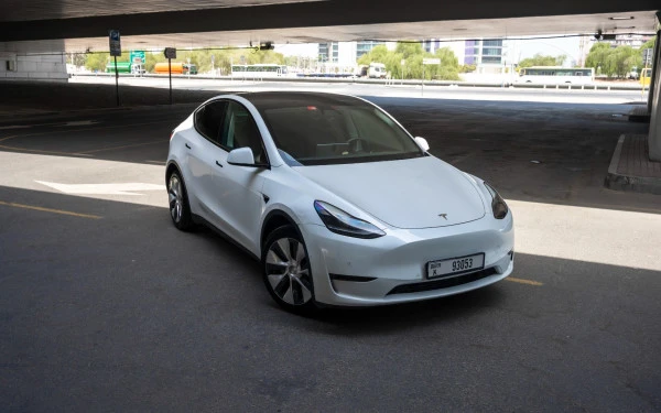 White Tesla Model Y Long Range, 2022 Photo 3